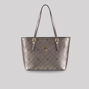 Silver Monogram Buckle Detailed Tote Bag - Thumbnail