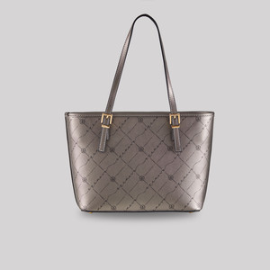 Silver Monogram Buckle Detailed Tote Bag - Thumbnail