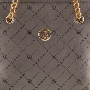 Silver Monogram Chain Detailed Tote Bag - Thumbnail