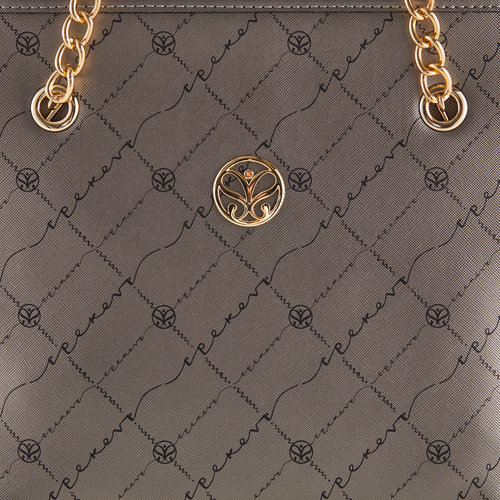 Silver Monogram Chain Detailed Tote Bag