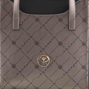 Silver Monogram Pocket Detailed Tote Bag - Thumbnail