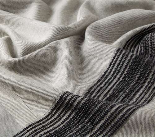 Silver Multi Stripe Wool Silk Scarf