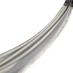 Silver Multi Stripe Wool Silk Scarf - Thumbnail