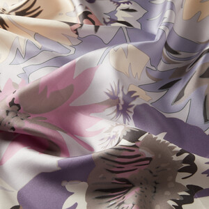 Silver Nihavent Print Silk Twill Scarf - Thumbnail