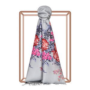 Silver Palace Garden Print Silk Scarf - Thumbnail