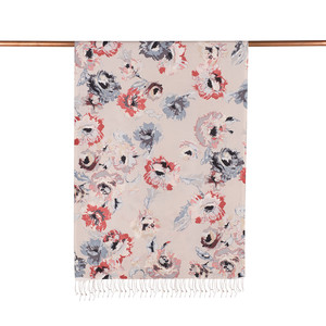 ipekevi - Silver Peony Print Silk Scarf (1)