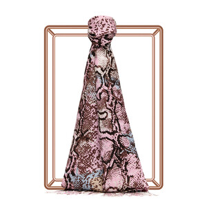 Sİlver Pink Snakeskin Print Silk Shawl - Thumbnail