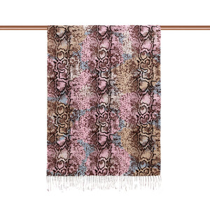 ipekevi - Sİlver Pink Snakeskin Print Silk Shawl (1)