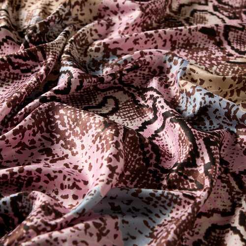 Sİlver Pink Snakeskin Print Silk Shawl
