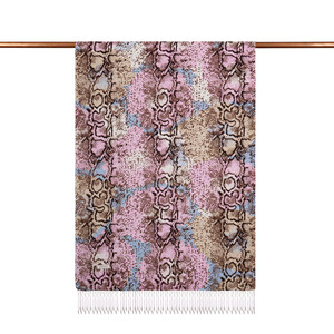 ipekevi - Sİlver Pink Snakeskin Print Silk Shawl (1)
