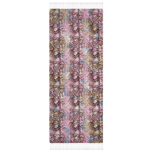 Sİlver Pink Snakeskin Print Silk Shawl