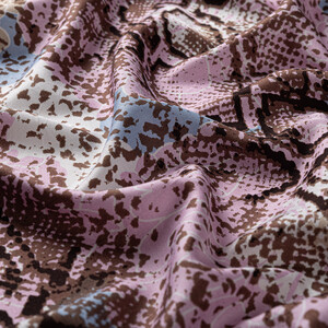 Sİlver Pink Snakeskin Print Silk Shawl - Thumbnail