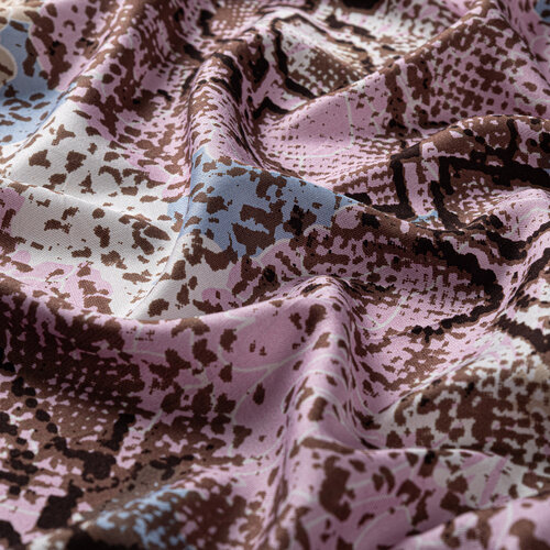 Sİlver Pink Snakeskin Print Silk Shawl