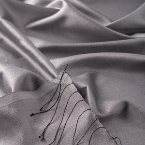 Silver Plain Silk Scarf - Thumbnail