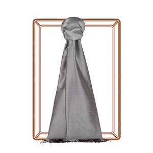 Silver Plain Silk Scarf - Thumbnail