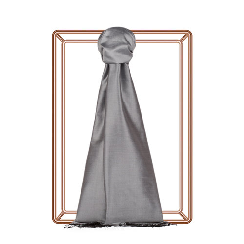 Silver Plain Silk Scarf