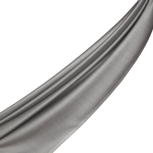 Silver Plain Wool Silk Scarf