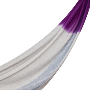 Silver Purple Block Cord Wool Silk Scarf - Thumbnail