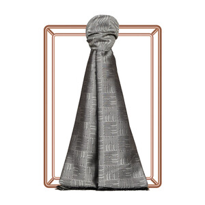 Silver Qufi Pattern Silk Scarf - Thumbnail