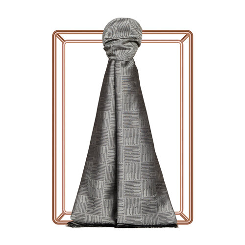 Silver Qufi Pattern Silk Scarf