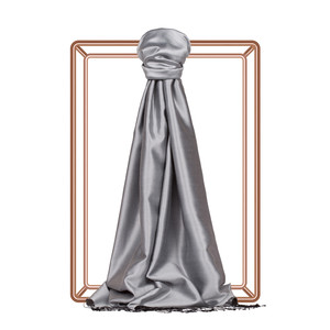 Silver Reversible Silk Scarf - Thumbnail