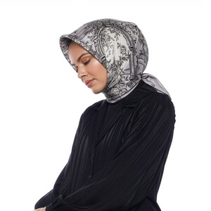 Silver Roza Twill Silk Scarf - Thumbnail