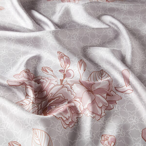 ipekevi - Silver Sakura Monogram Silk Twill Scarf (1)