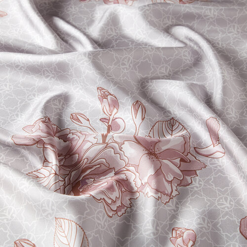 Silver Sakura Monogram Silk Twill Scarf