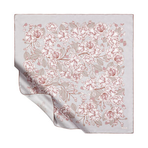 ipekevi - Silver Sakura Print Silk Twill Scarf