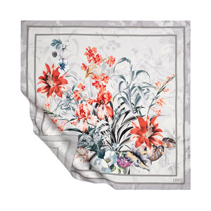 Silver Shadow Garden Twill Silk Scarf - Thumbnail