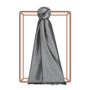 Silver Shantung Silk Scarf - Thumbnail