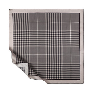 Silver Shepherd Plaid Silk Twill Scarf - Thumbnail