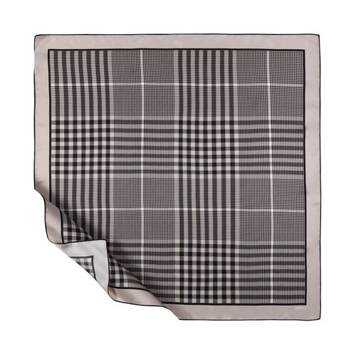 Silver Shepherd Plaid Silk Twill Scarf