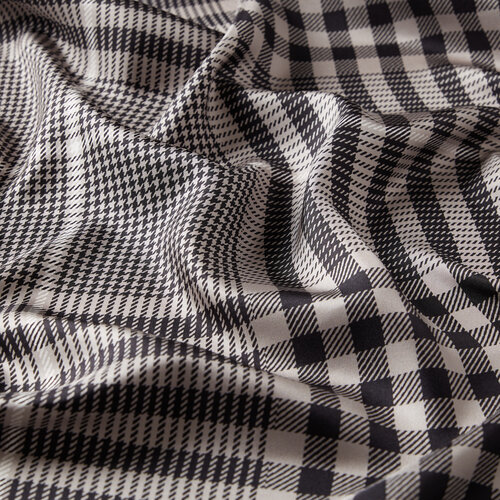 Silver Shepherd Plaid Silk Twill Scarf