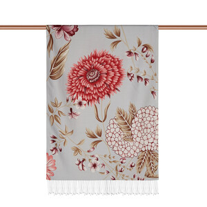 ipekevi - Silver Siona Print Silk Shawl (1)