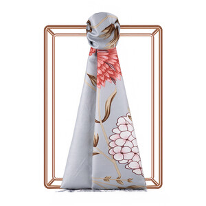ipekevi - Silver Siona Print Silk Shawl
