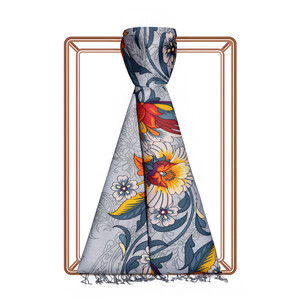 Silver Spring Spiral Print Silk Scarf - Thumbnail