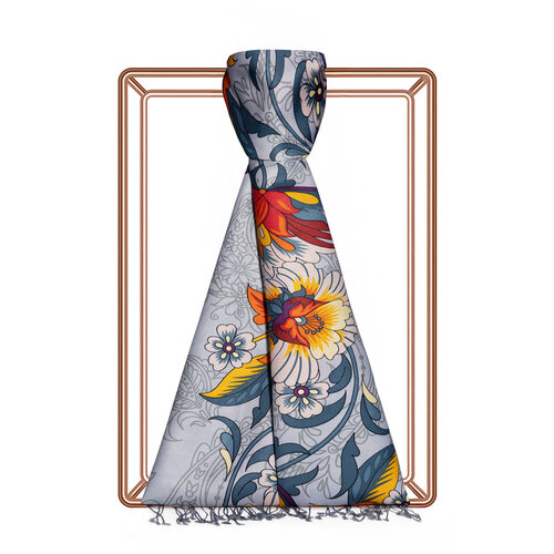 Silver Spring Spiral Print Silk Scarf
