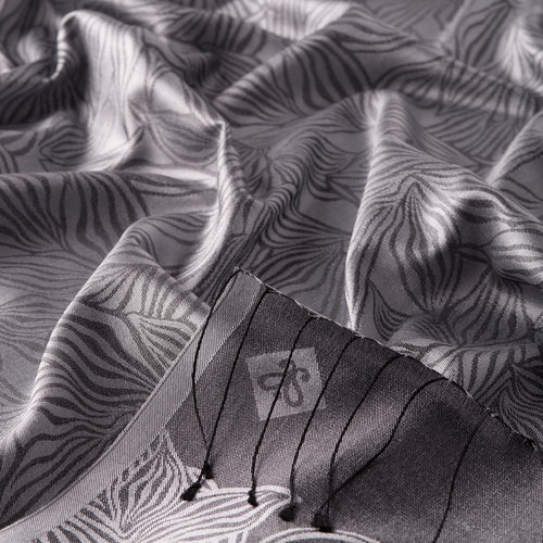 Silver Stylized Leaf Jacquard Silk Scarf