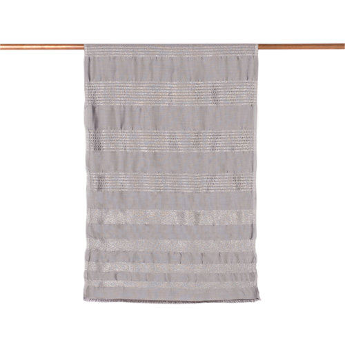 Silver Thin Lurex Striped Silk Scarf