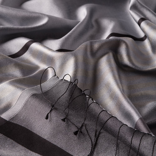 Silver Thin Meridian Striped Silk Scarf