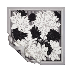 Silver White Charcoal Twill Silk Scarf - Thumbnail