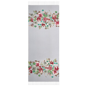 Silver Yediveren Tarhi Print Silk Scarf - Thumbnail