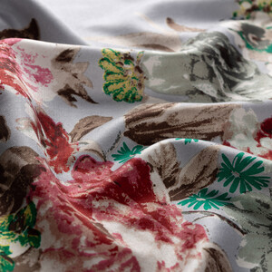 Silver Yediveren Tarhi Print Silk Scarf - Thumbnail