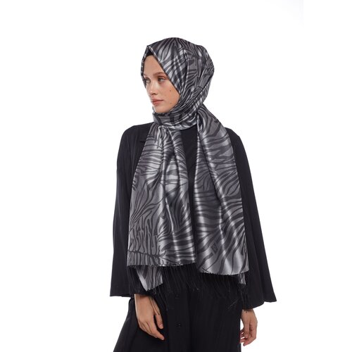 Silver Zebra Jacquard Silk Scarf