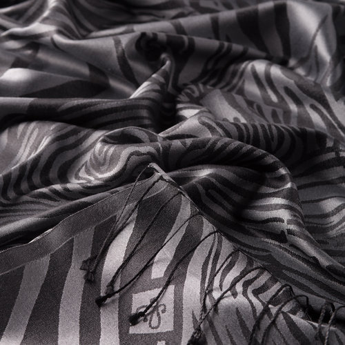 Silver Zebra Jacquard Silk Scarf