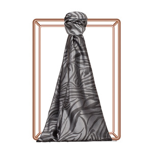 Silver Zebra Jacquard Silk Scarf - Thumbnail