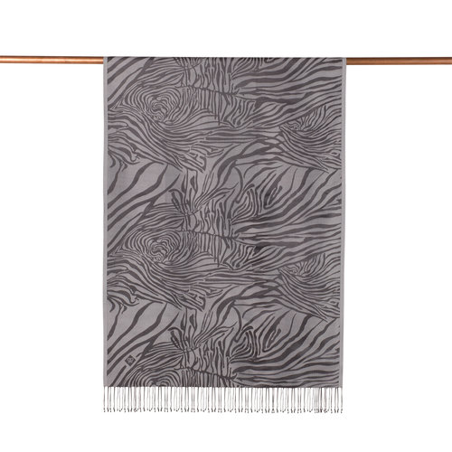 Silver Zebra Jacquard Silk Scarf