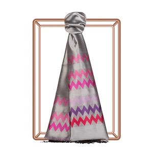 Silver Zigzag Silk Scarf - Thumbnail