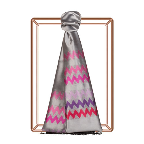 Silver Zigzag Silk Scarf